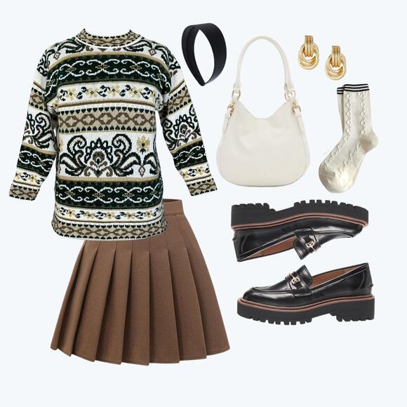 Vintage Sweater Womens Size Large White Green Brocade Mock Neck Knit 80s 90s - Picture 11 of 11